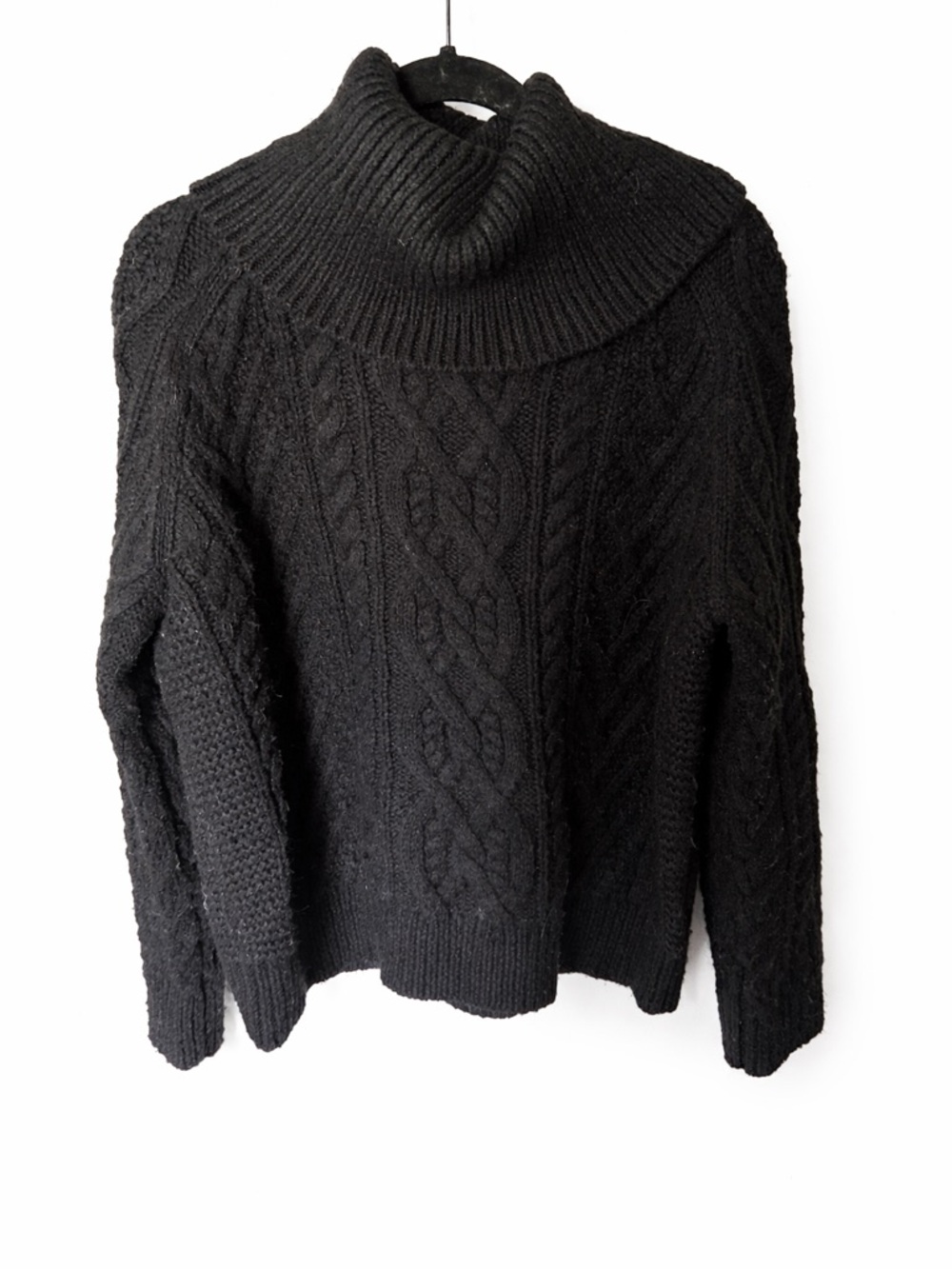 Ralph Lauren Black Cable Knit Turtleneck Pullover